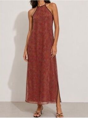 ARITZIA Babaton Halter Embroidered Mesh Slit Dress fits like Size XS-S